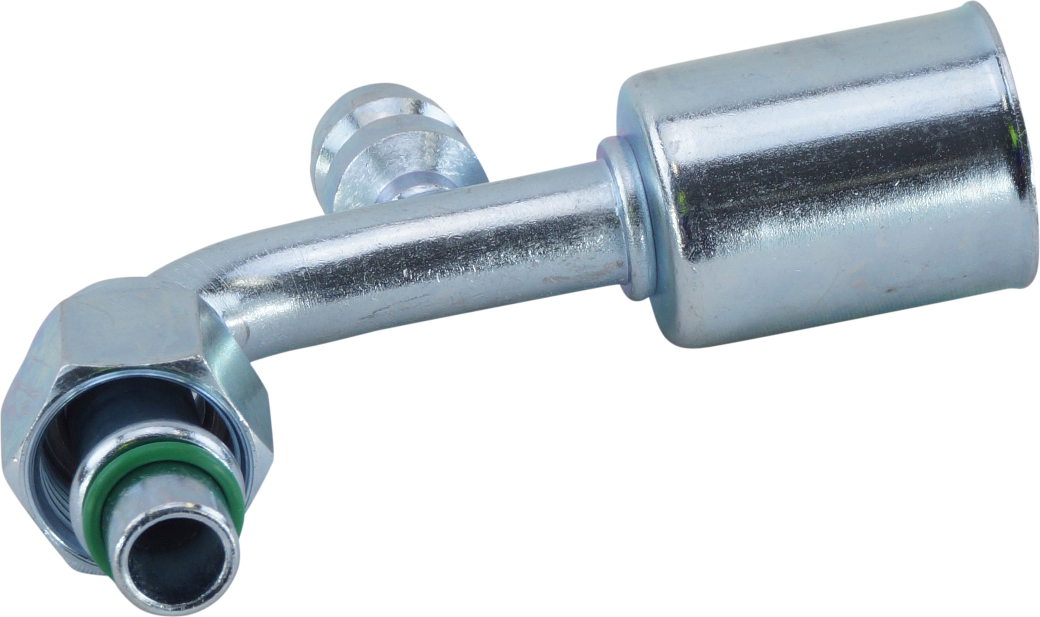 HOSE FITTING, BEADLOCK, FOR, 90 DEG, #8, #10, STEEL, STANDARD, R134A ACCESS, STEP-UP