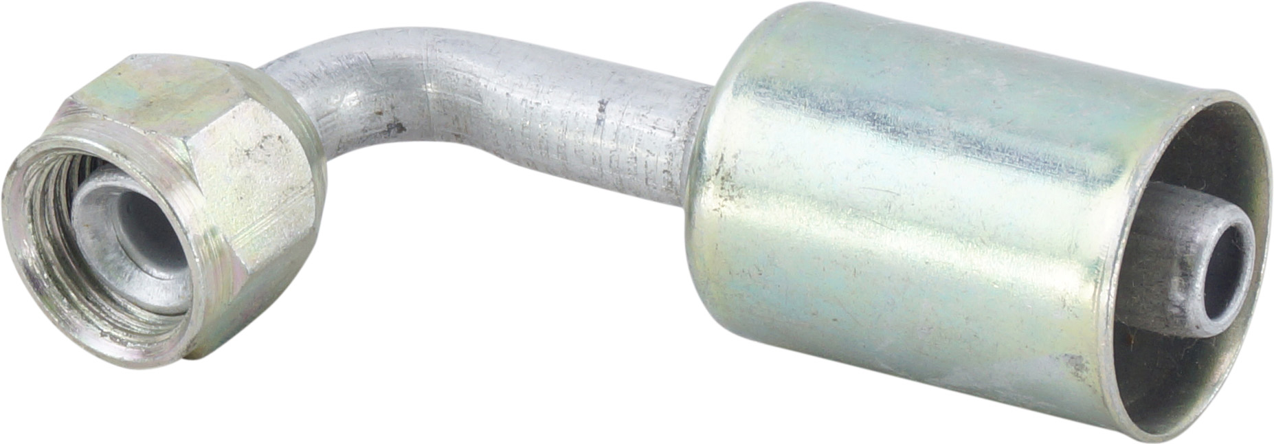 HOSE FITTING, BEADLOCK, FF, 90 DEG, #6, #8, ALUMINIUM, STANDARD, STEP-UP