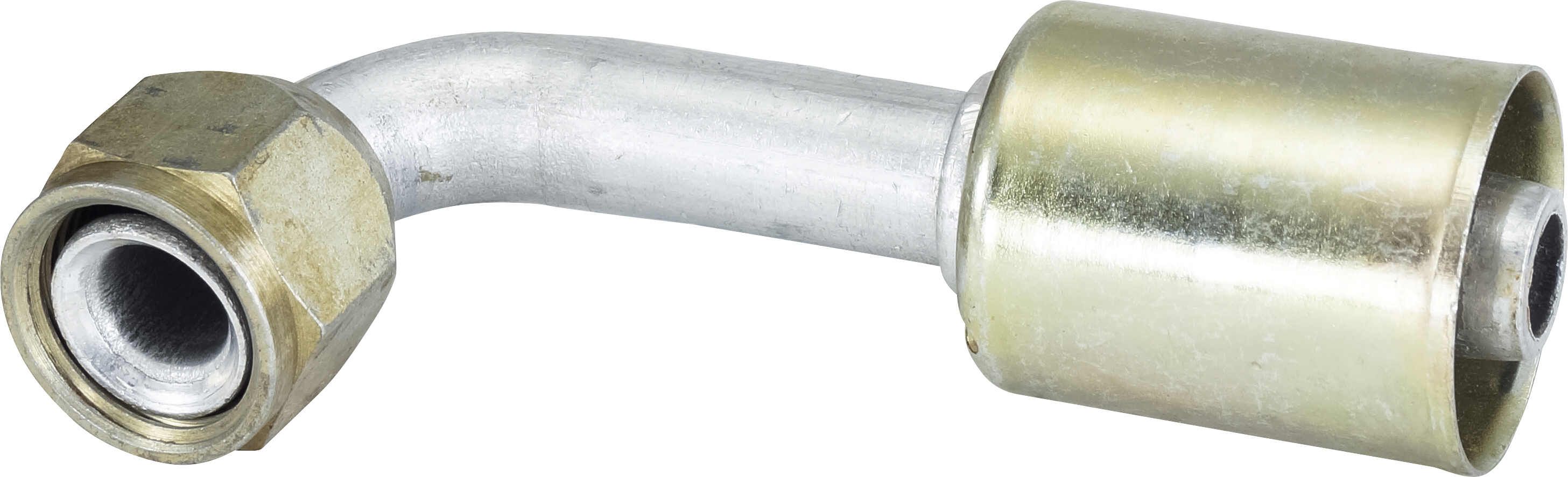 HOSE FITTING, BEADLOCK, FF, 90 DEG, #6, #8, ALUMINIUM, STANDARD, STEP-UP