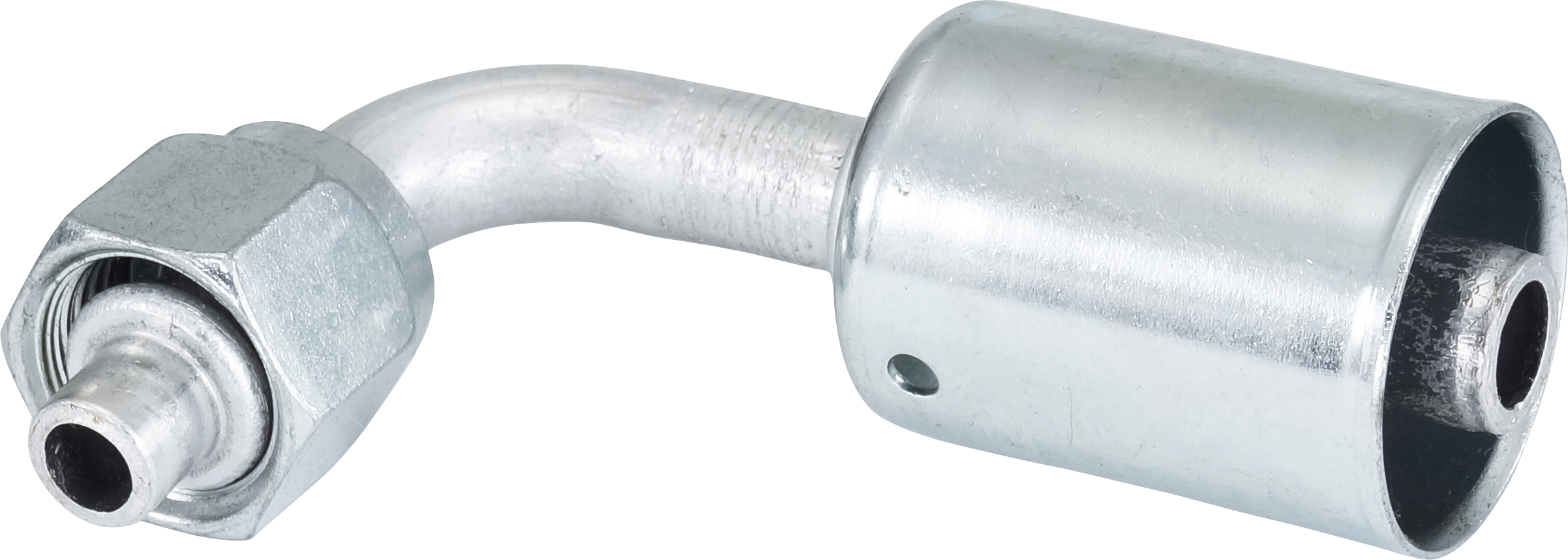 HOSE FITTING, BEADLOCK, FOR, 90 DEG, #6, #8, ALUMINIUM, STANDARD, STEP-UP