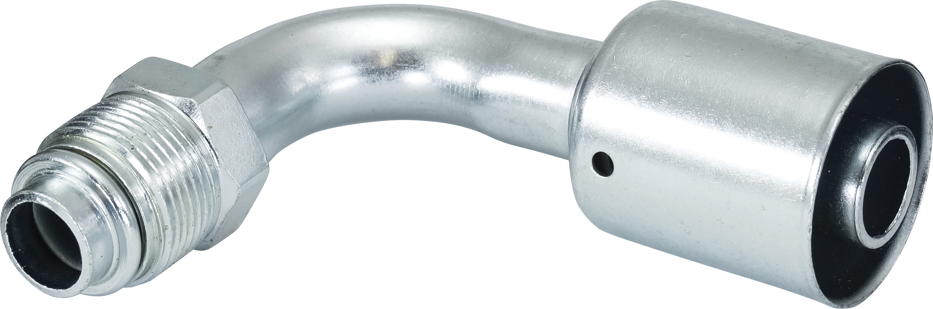 HOSE FITTING, BEADLOCK, MOR, 90 DEG, #10, #12, STEEL, STANDARD, STEP-UP