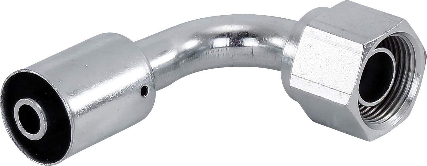HOSE FITTING, BEADLOCK, FOR, 90 DEG, #12, #10, STEEL, STANDARD, STEP-DOWN