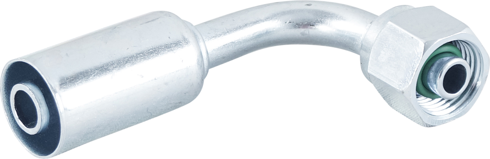 HOSE FITTING, BEADLOCK, FOR, 90 DEG, #6, #8, STEEL, REDUCED, STEP-UP