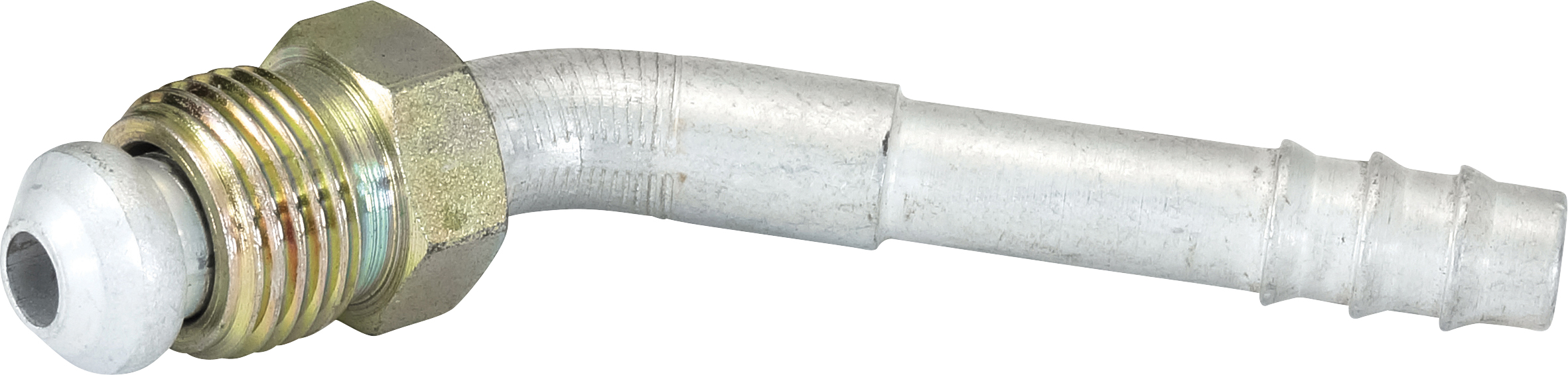 HOSE FITTING, BARB, MF, 45 DEG, #6, ALUMINIUM