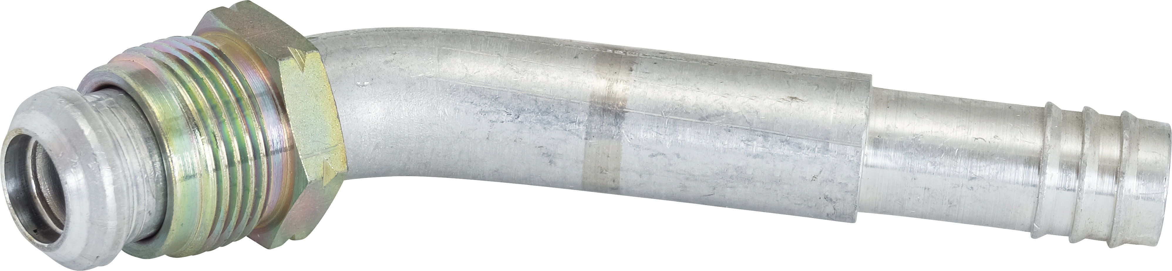 HOSE FITTING, BARB, MF, 45 DEG, #12, ALUMINIUM