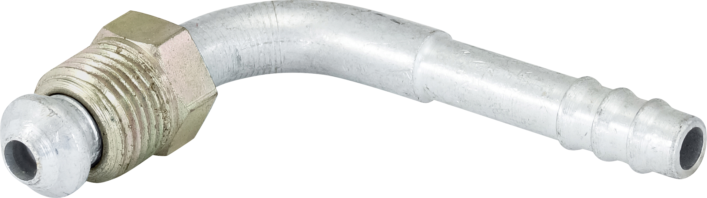 HOSE FITTING, BARB, MF, 90 DEG, #6, ALUMINIUM