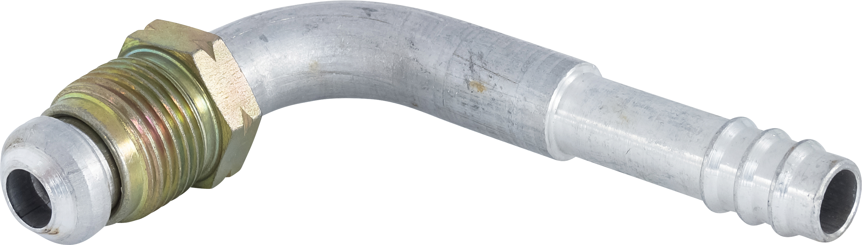 HOSE FITTING, BARB, MF, 90 DEG, #8, ALUMINIUM