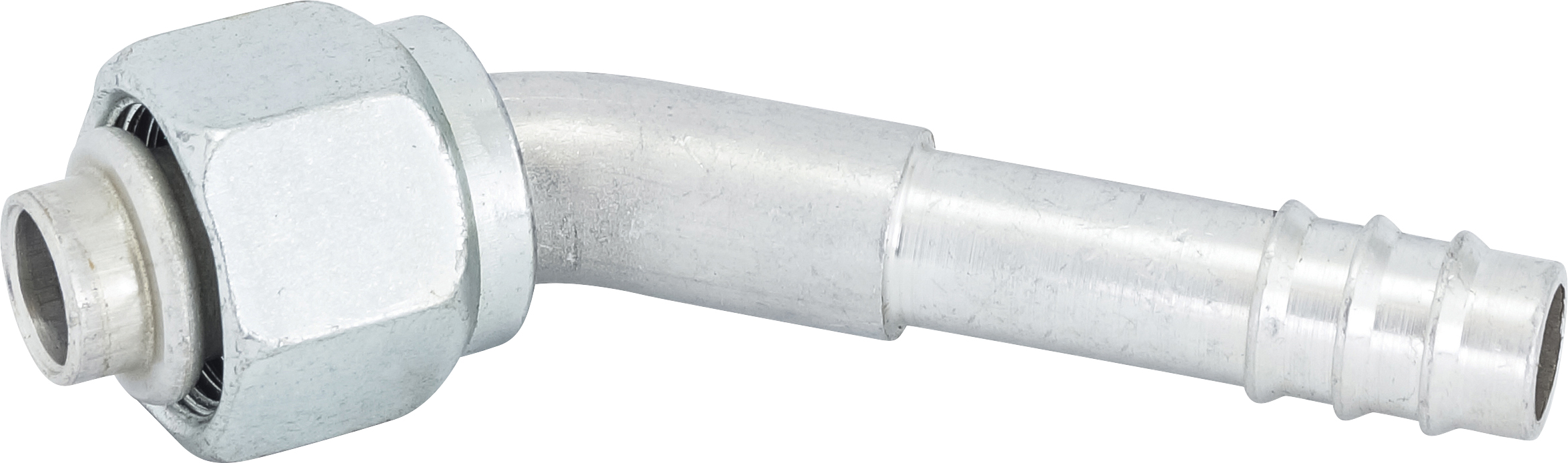 HOSE FITTING, BARB, FOR, 45 DEG, #8, ALUMINIUM