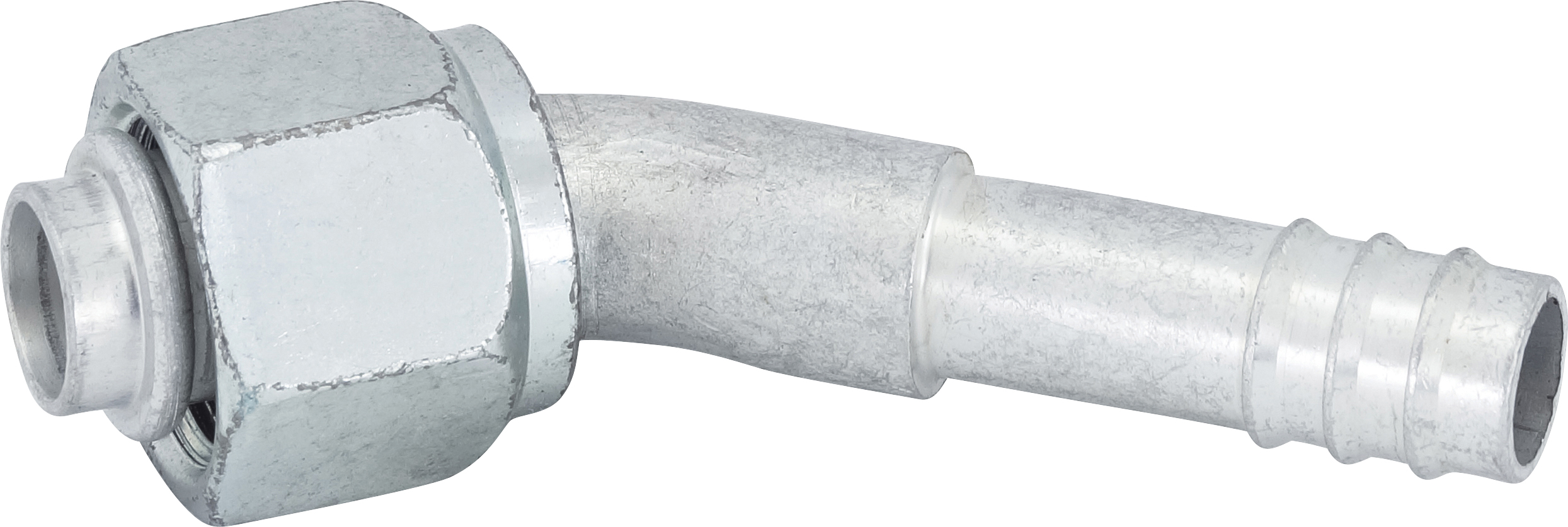 HOSE FITTING, BARB, FOR, 45 DEG, #10, ALUMINIUM