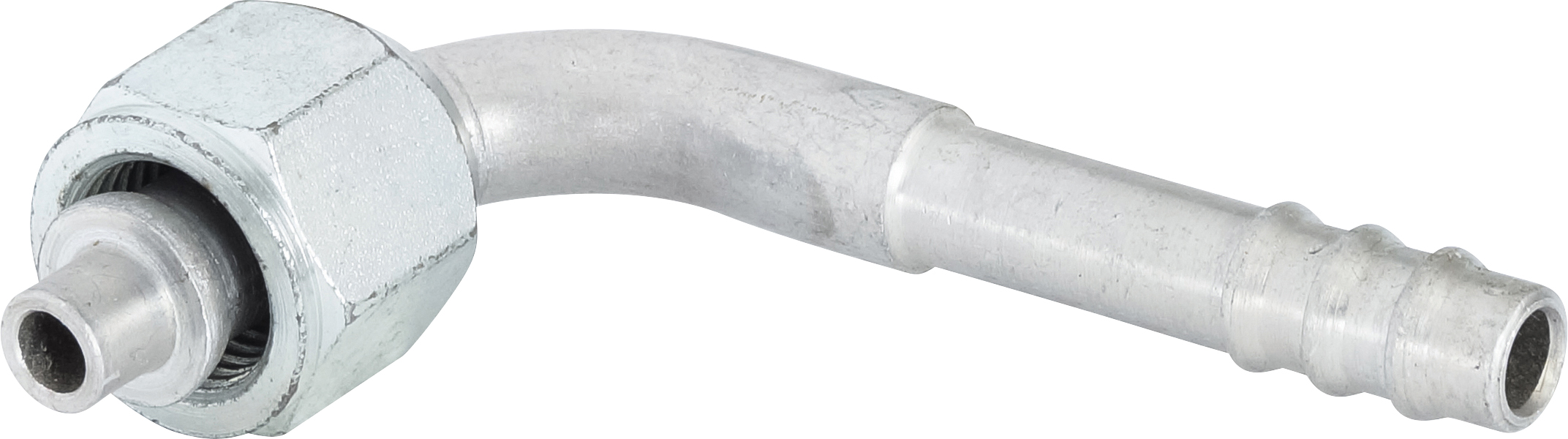 HOSE FITTING, BARB, FOR, 90 DEG, #5, ALUMINIUM