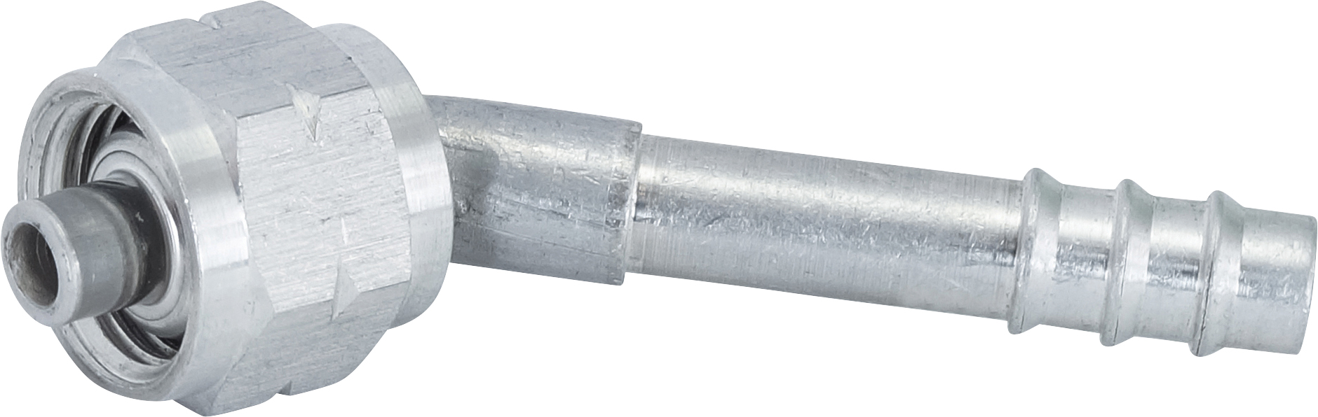 HOSE FITTING, BARB, FOR, 45 DEG, M16, #6, ALUMINIUM, METRIC