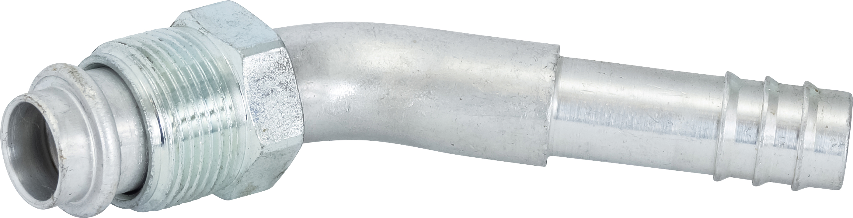 HOSE FITTING, BARB, MOR, 45 DEG, #10, ALUMINIUM