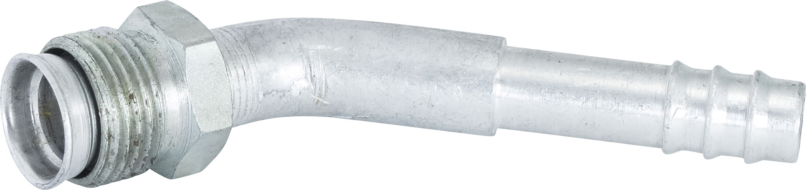 HOSE FITTING, BARB, MIO, 45 DEG, #8, ALUMINIUM