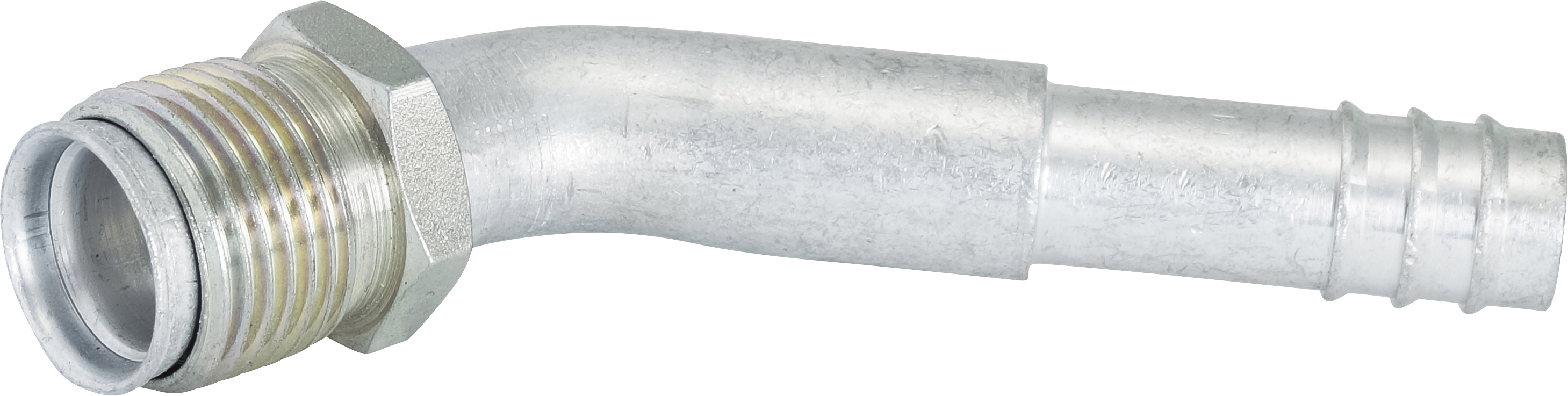 HOSE FITTING, BARB, MIO, 45 DEG, #10, ALUMINIUM