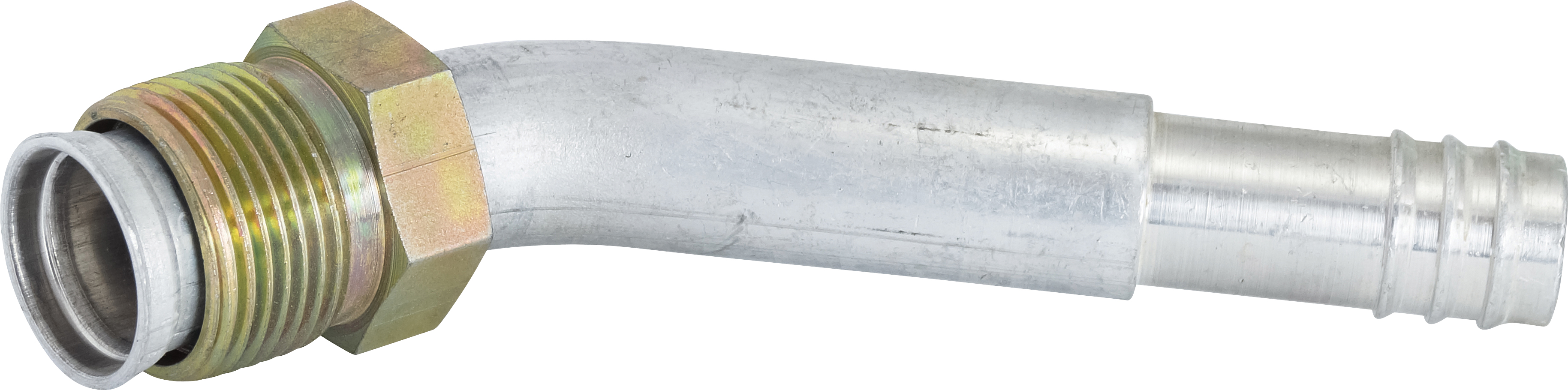 HOSE FITTING, BARB, MIO, 45 DEG, #12, ALUMINIUM