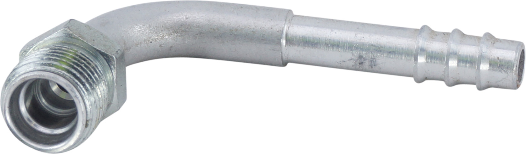 HOSE FITTING, BARB, MIO, 90 DEG, #6, ALUMINIUM