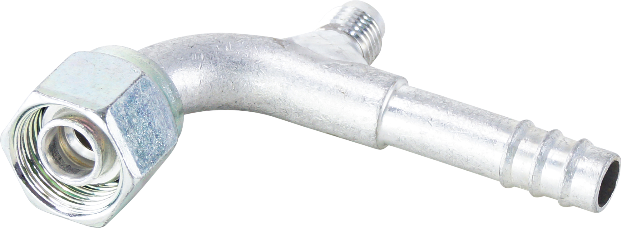 HOSE FITTING, BARB, FOR, 90 DEG, #8, ALUMINIUM, R12 ACCESS