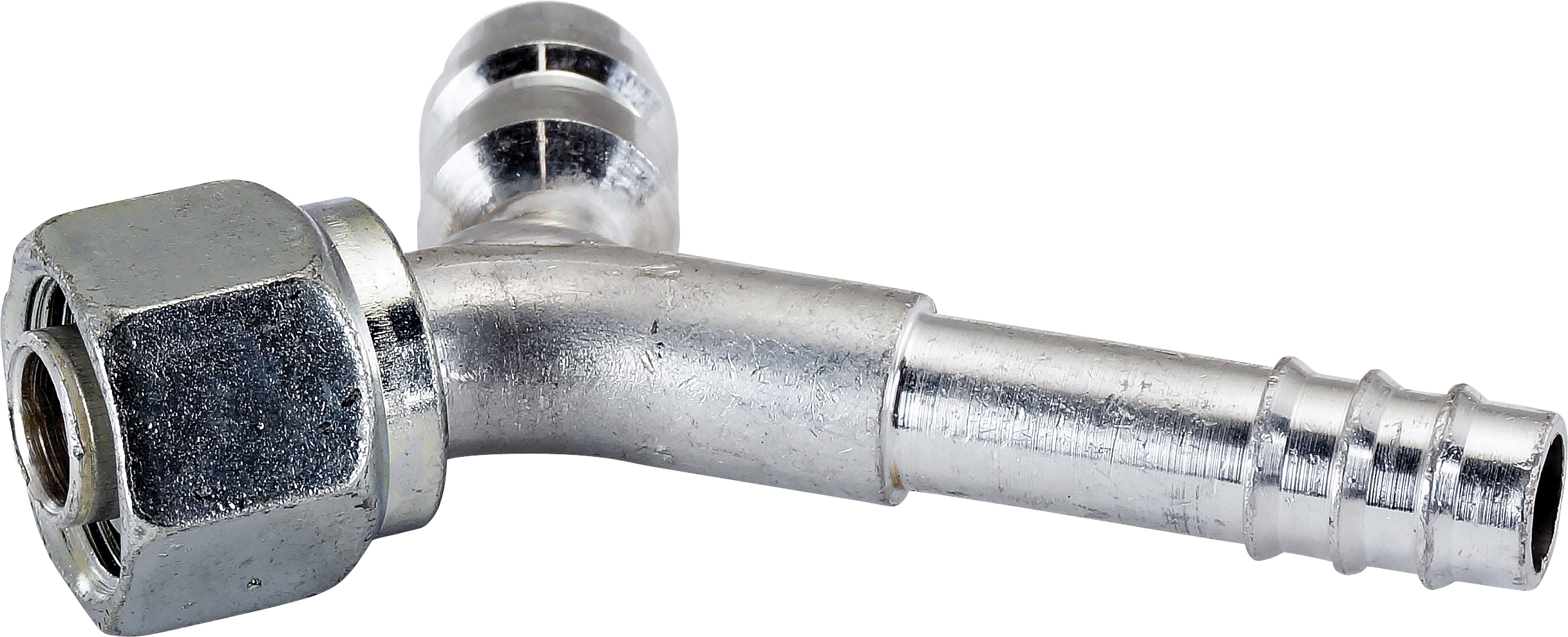 HOSE FITTING, BARB, FOR, 45 DEG, #8, ALUMINIUM, R134A ACCESS
