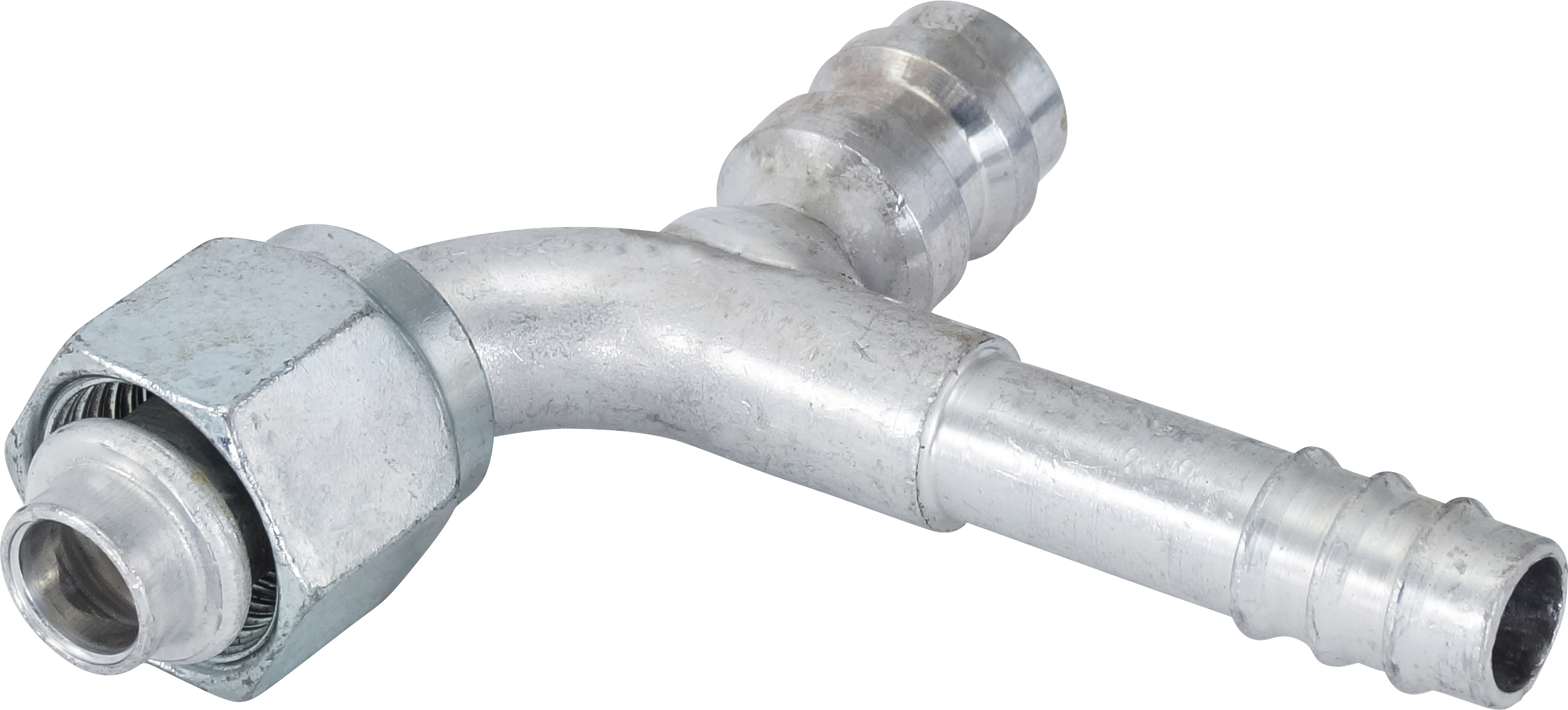 HOSE FITTING, BARB, FOR, 90 DEG, #8, ALUMINIUM, R134A ACCESS