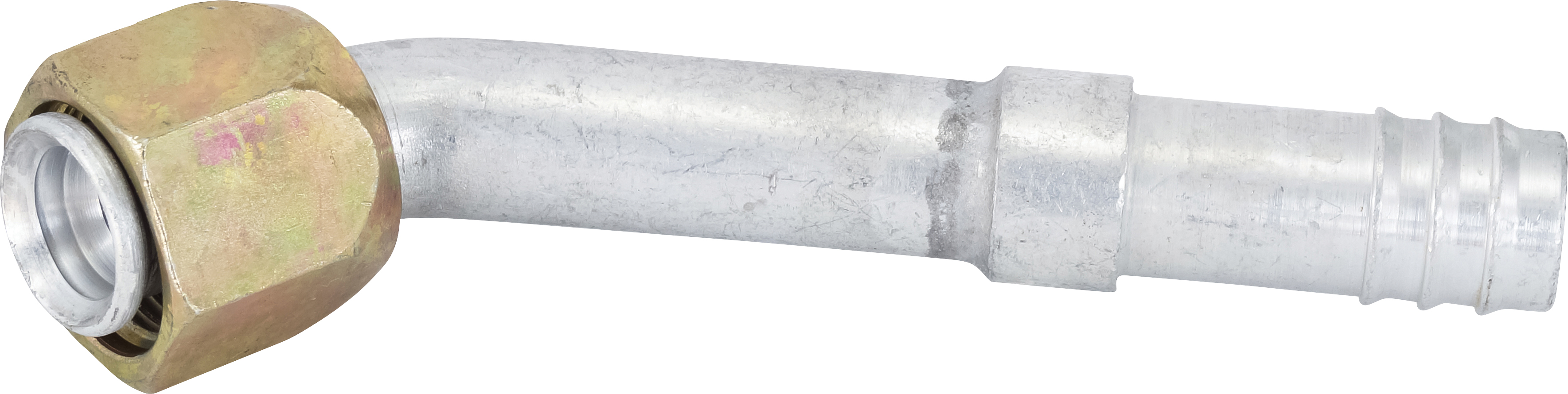 HOSE FITTING, BARB, FF, 45 DEG, #10, #12, ALUMINIUM, STEP-UP