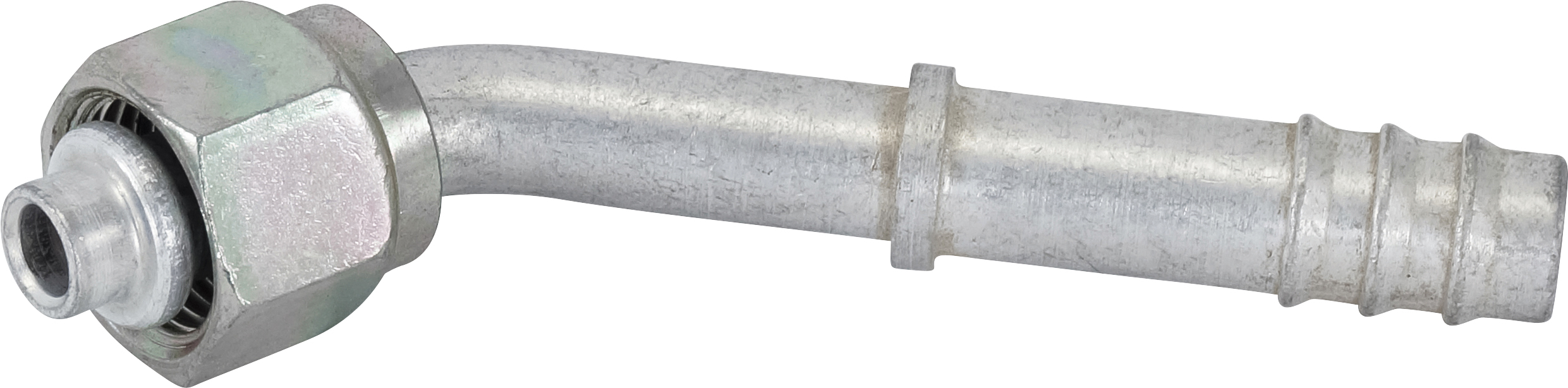HOSE FITTING, BARB, FOR, 45 DEG, #6, #8, ALUMINIUM, STEP-UP