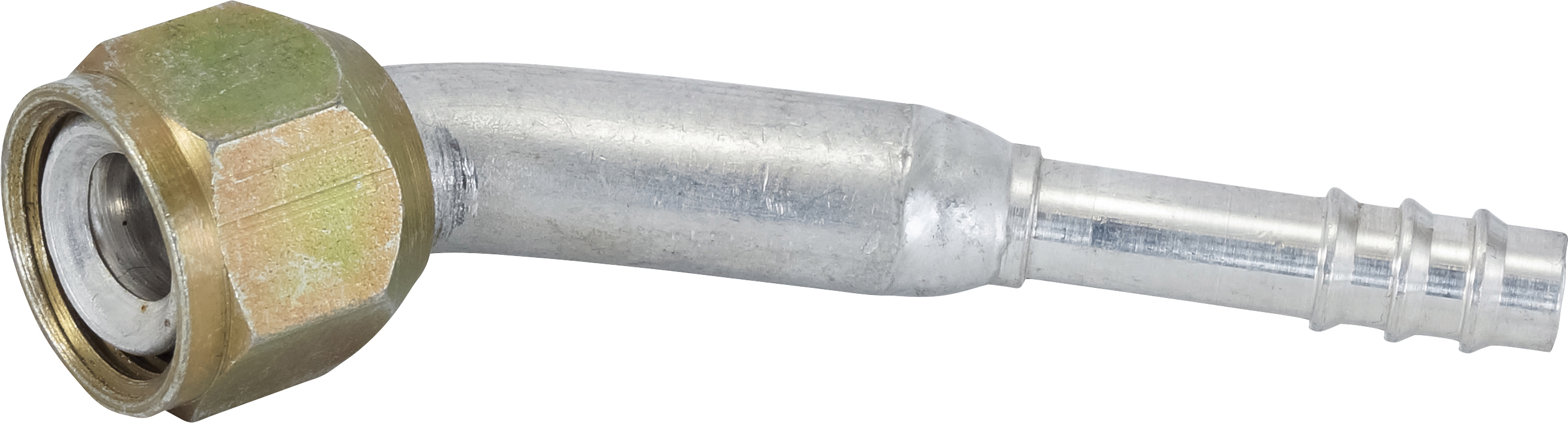 HOSE FITTING, BARB, FF, 45 DEG, #8, #6, ALUMINIUM, STEP-DOWN