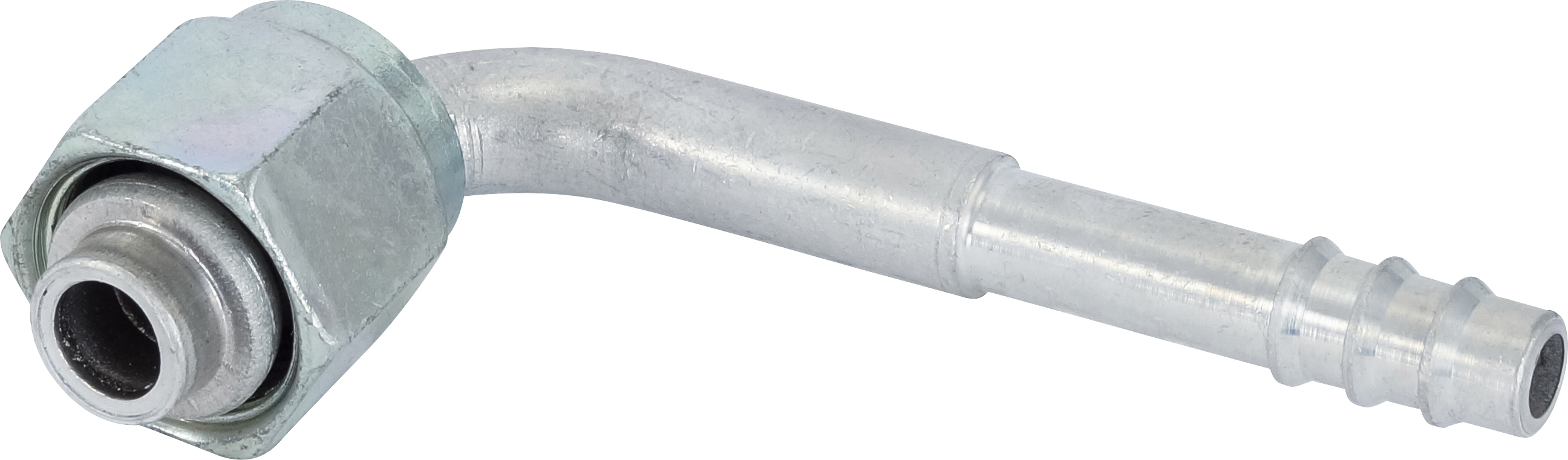 HOSE FITTING, BARB, FOR, 90 DEG, #8, #6, ALUMINIUM, STEP-DOWN