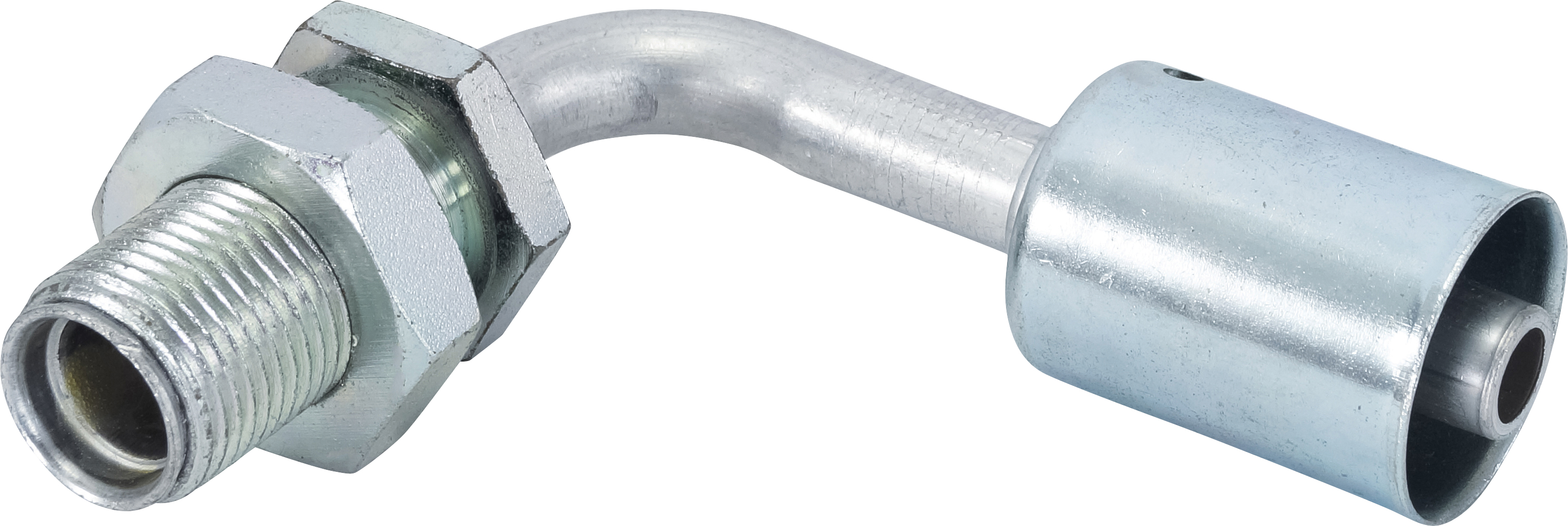 HOSE FITTING, BEADLOCK, MIO, 90 DEG, #8, STEEL, BULKHEAD