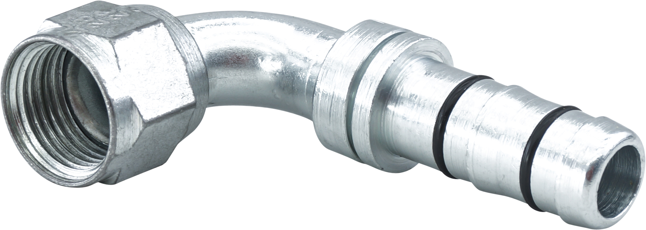 HOSE FITTING, EATON, E-Z CLIP, FEMALE FLARE, STEEL, 90 DEG, #10-#12 STEP-UP