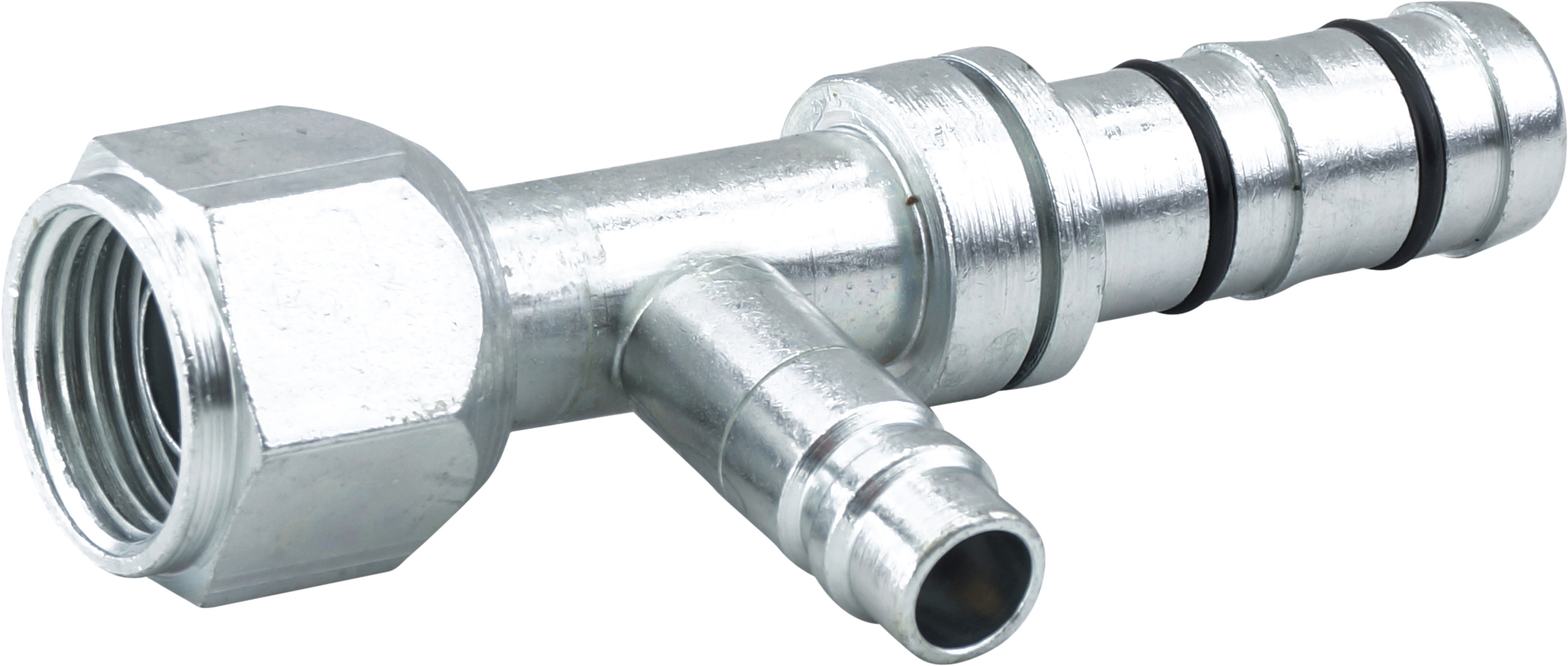 HOSE FITTING, EATON, E-Z CLIP, FOR, STR, #10-#12, STEEL, STEP-UP, WITH R134A ACCESS