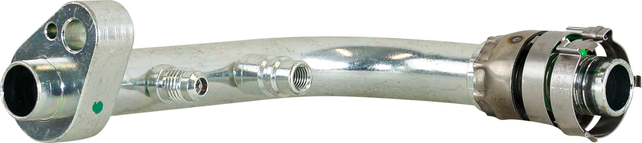 HOSE FITTING, SUPERFLEX HD, PAD, 90 DEG LONG, #14, STEEL, WITH R134A ACC & 1/4 MF SW PORT, SUITS CAT