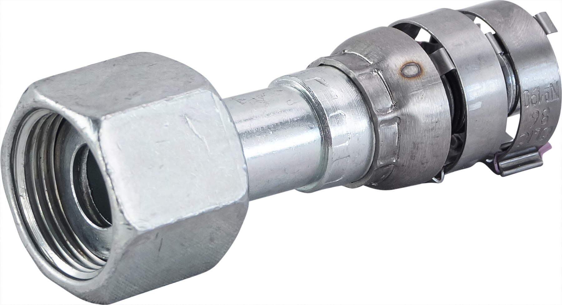 HOSE FITTING, SUPERFLEX HD, FEMALE ORFS, STR, #10, STEEL, WITH CLIPS