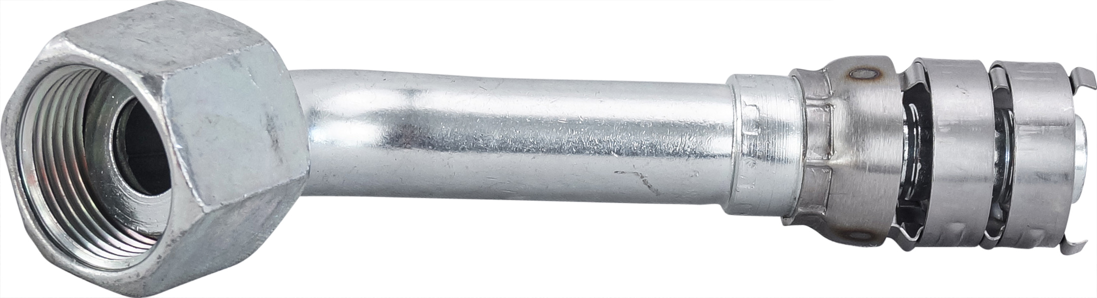 HOSE FITTING, SUPERFLEX HD, FEMALE ORFS, 45 DEG, #10, STEEL, WITH CLIPS