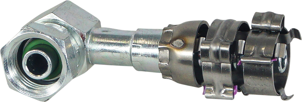 HOSE FITTING, SUPERFLEX HD, FOR, 90D, #6, STEEL, SHORT-DROP