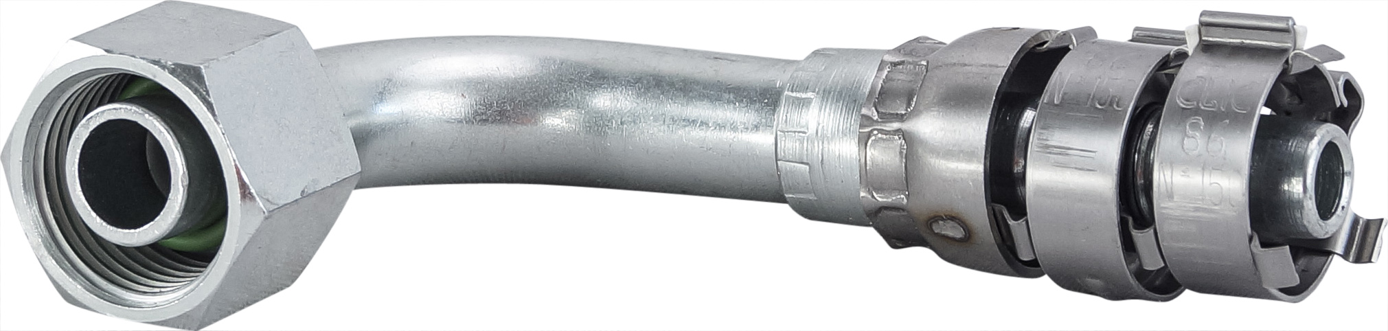 HOSE FITTING, SUPERFLEX HD, FOR, 90 DEG, #8, STEEL, WITH CLIPS