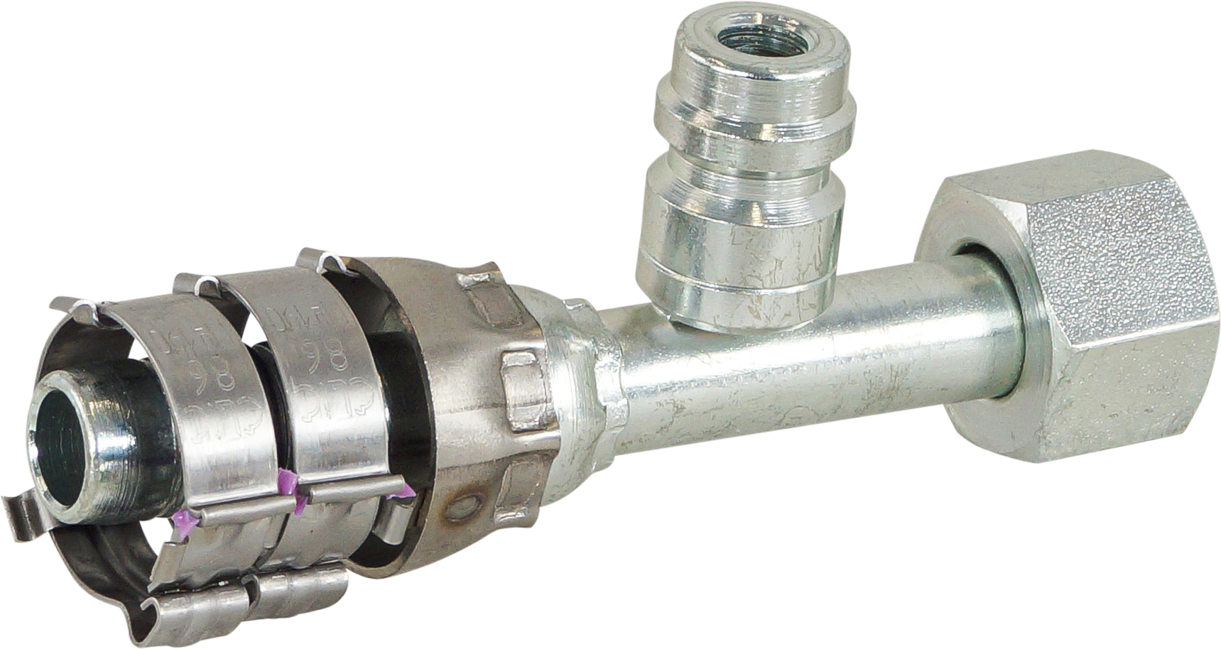 HOSE FITTING, SUPERFLEX HD, FOR, STR, #8-#10, STEEL, STEP-UP, WITH R134A ACCESS