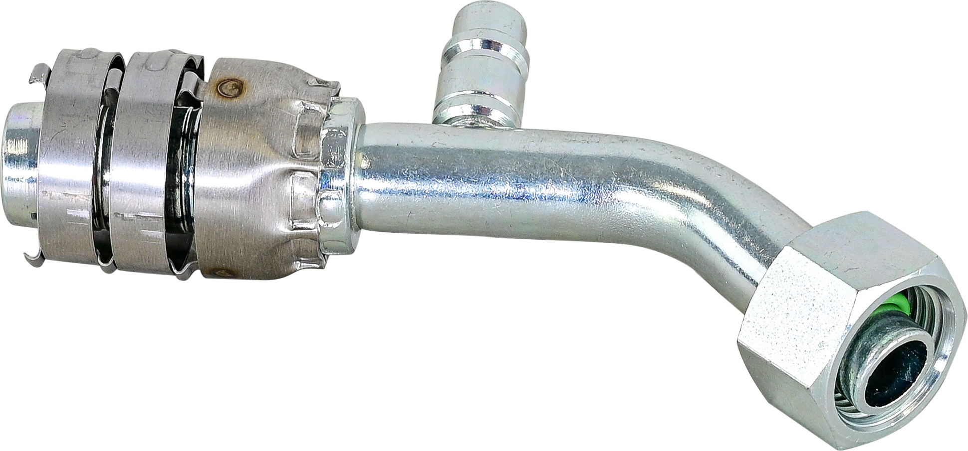 HOSE FITTING, SUPERFLEX HD, FOR, 45 DEG, #10-#14, STEEL, STEP-UP, WITH R134A ACCESS