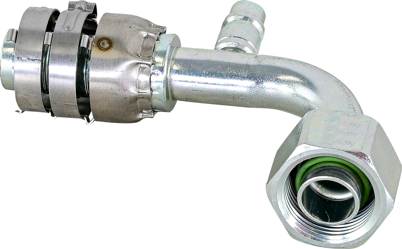 HOSE FITTING, SUPERFLEX HD, FOR, 90 DEG, #12-#14, STEEL, STEP-UP, WITH R134A ACCESS