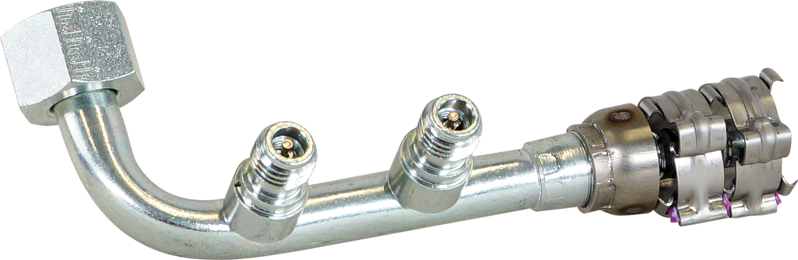 HOSE FITTING, SUPERFLEX, #6-#6, 90 DEG, M10X1.25, DUAL VALVE