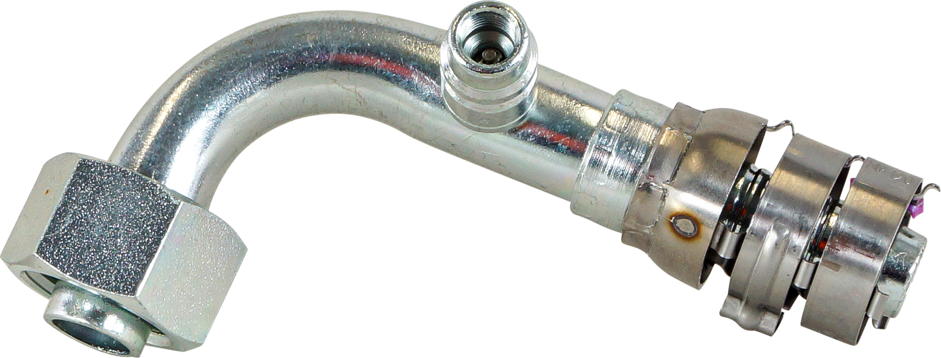 HOSE FITTING, SUPERFLEX, #10-#10 90 DEG, L-R134A, VALVE RSIDE