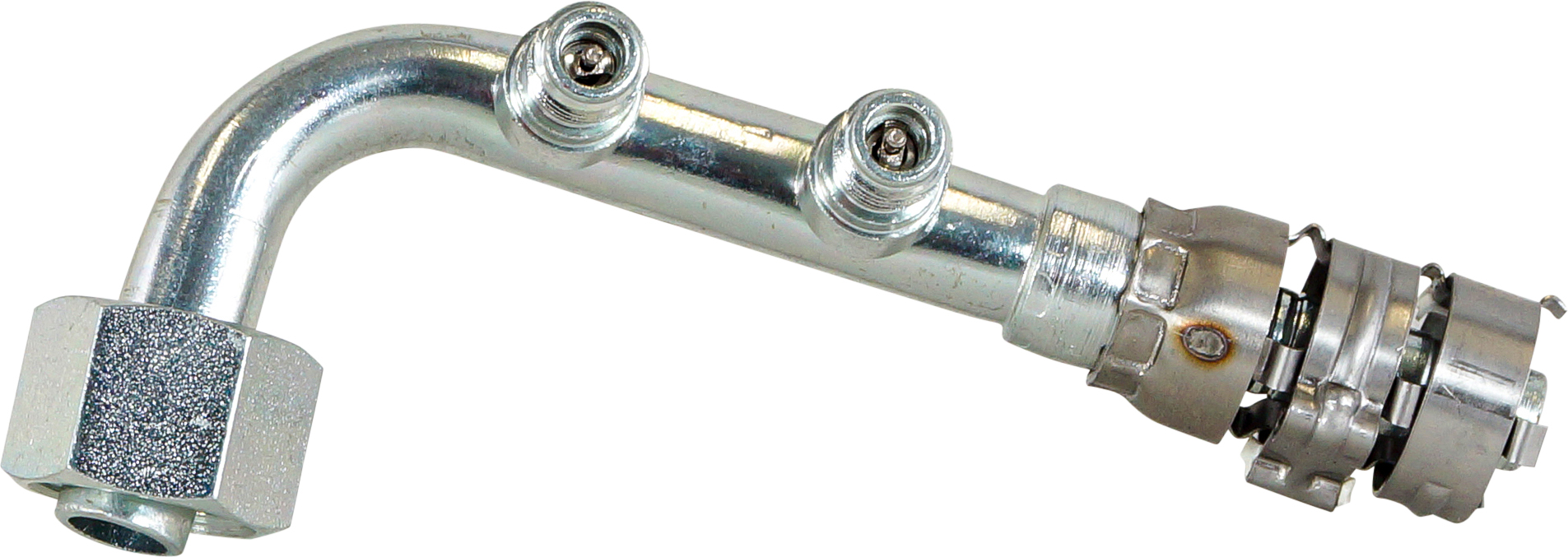HOSE FITTING, SUPERFLEX, FOR #08-#08, 90 DEG, M10X1.25, DUAL VALVE, R-SIDE