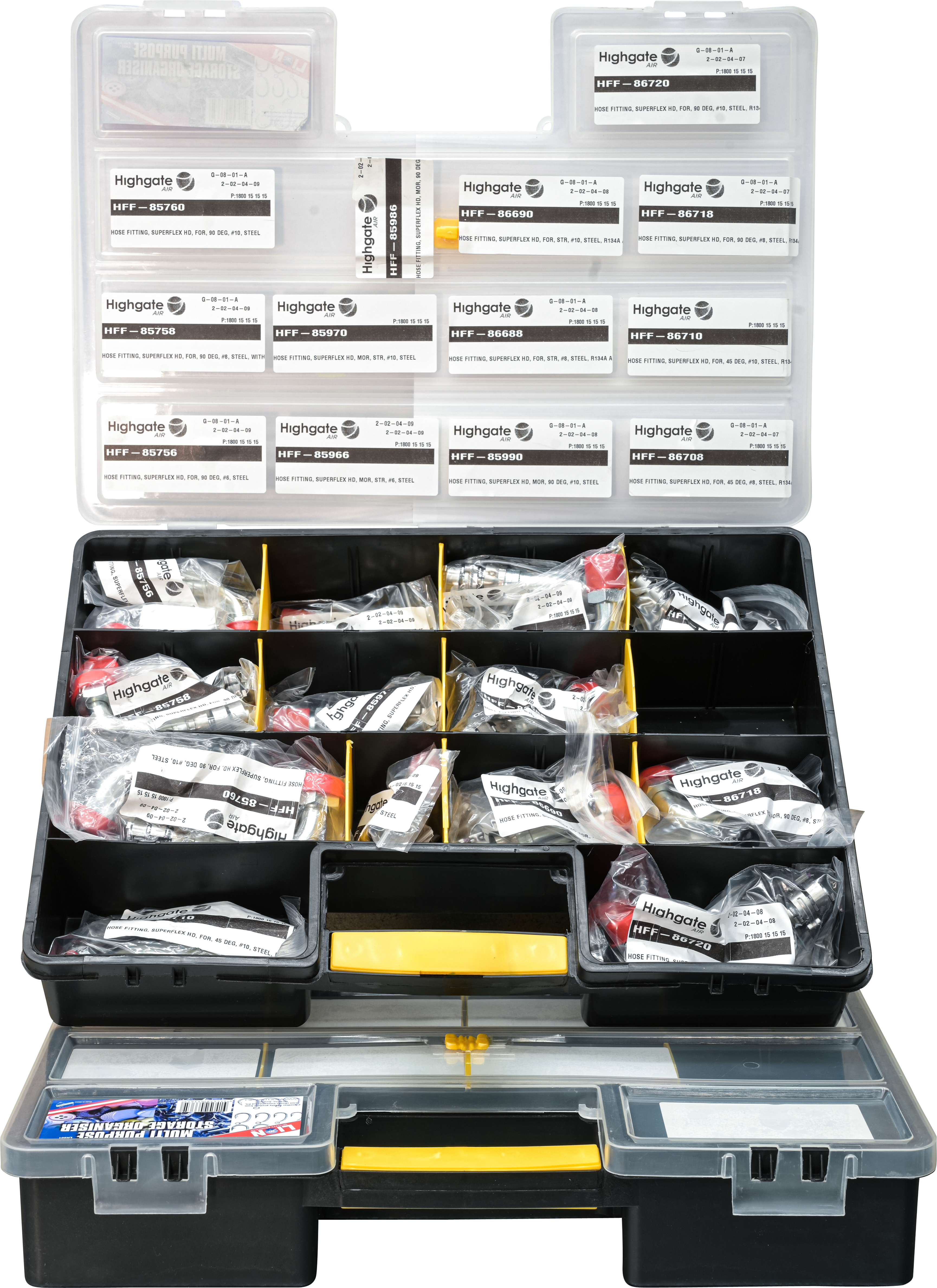 HOSE FITTING, SUPERFLEX HD, PACK, MAINLY FOR CATERPILLAR, INCLUDES CONDENSER, DRYER, AND COMPRESSOR