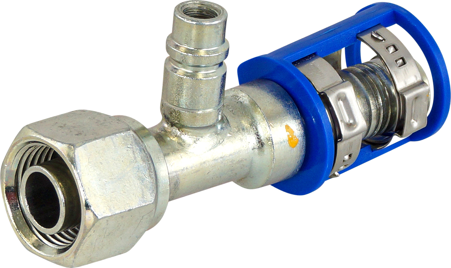 HOSE FITTING, LOKCLIP, FOR, STR, #10-#12, STEEL, STEP UP, REDUCED BARRIER, R134A ACCESS PORT