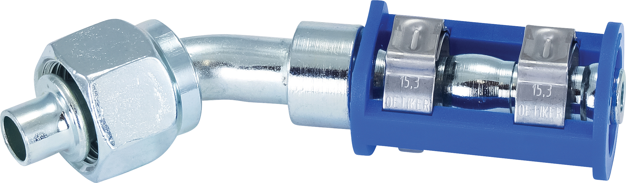 HOSE FITTING, LOKCLIP, FOR, 45 DEG, #6, STEEL, REDUCED BARRIER