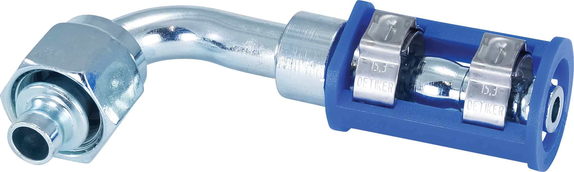 HOSE FITTING, LOKCLIP, FOR, 90 DEG, #6, STEEL, REDUCED BARRIER