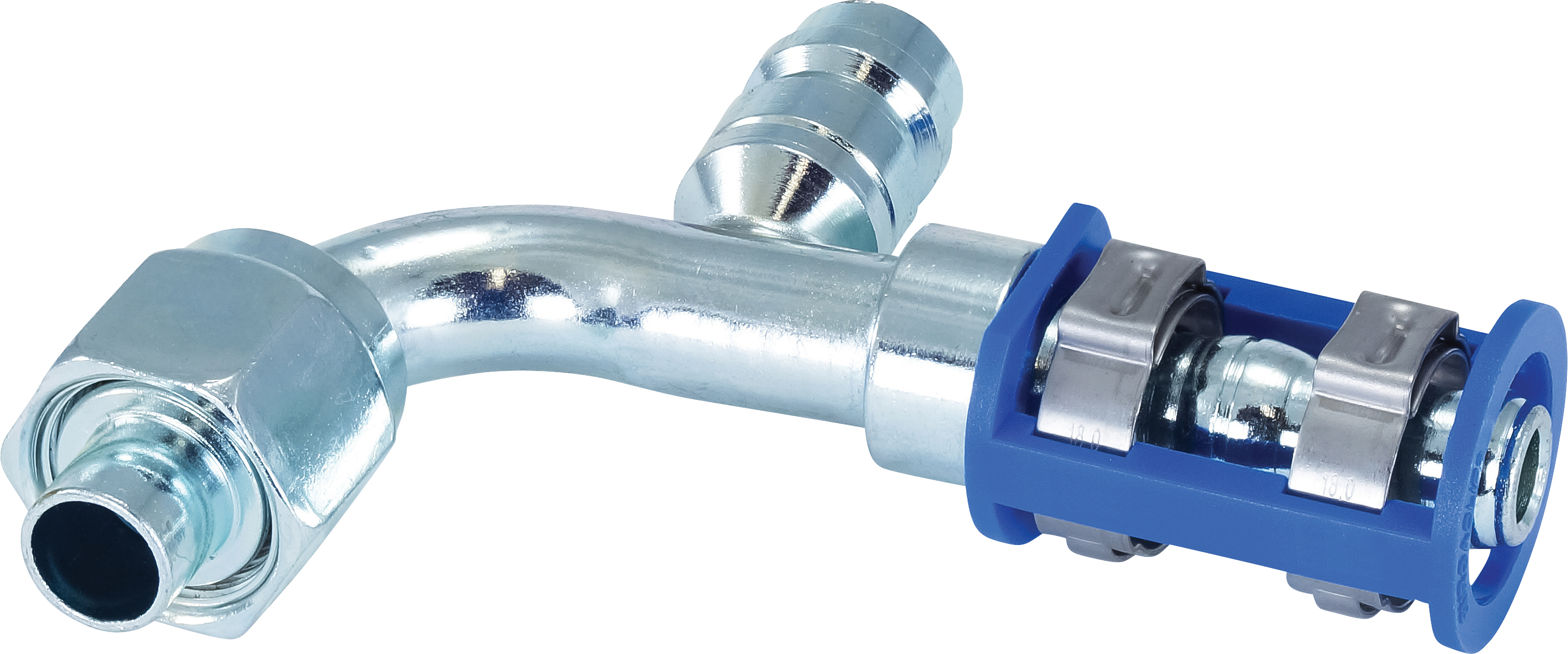 HOSE FITTING, LOKCLIP, FOR, 90 DEG, #8, STEEL, REDUCED BARRIER, R134A ACCESS