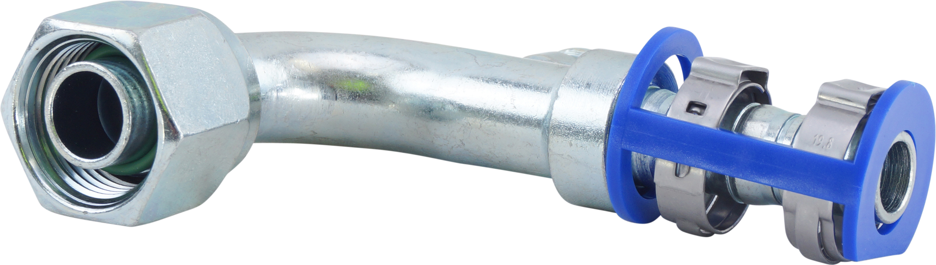 HOSE FITTING, LOKCLIP, FOR, 90 DEG, #10, STEEL, REDUCED BARRIER, R134A ACCESS