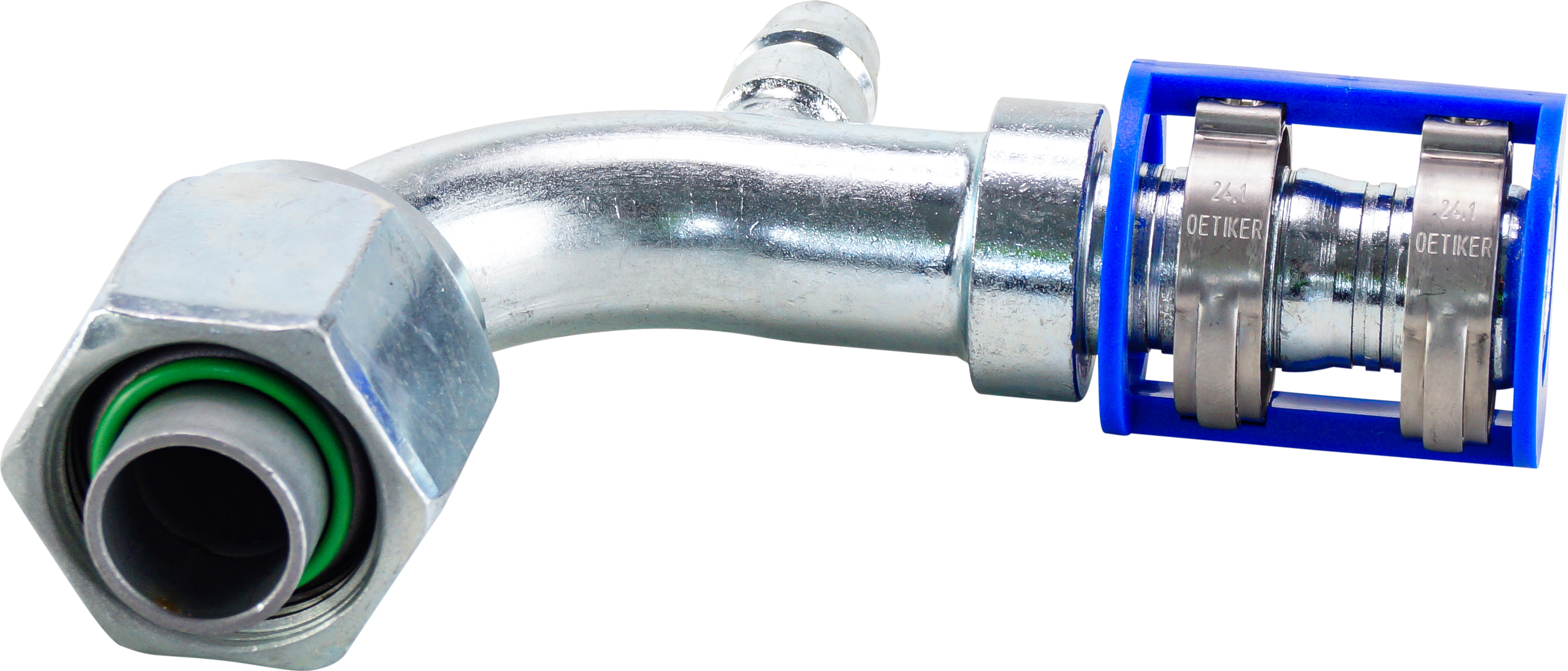 HOSE FITTING, LOKCLIP, FOR, 90 DEG, #12, STEEL, REDUCED BARRIER, R134A ACCESS