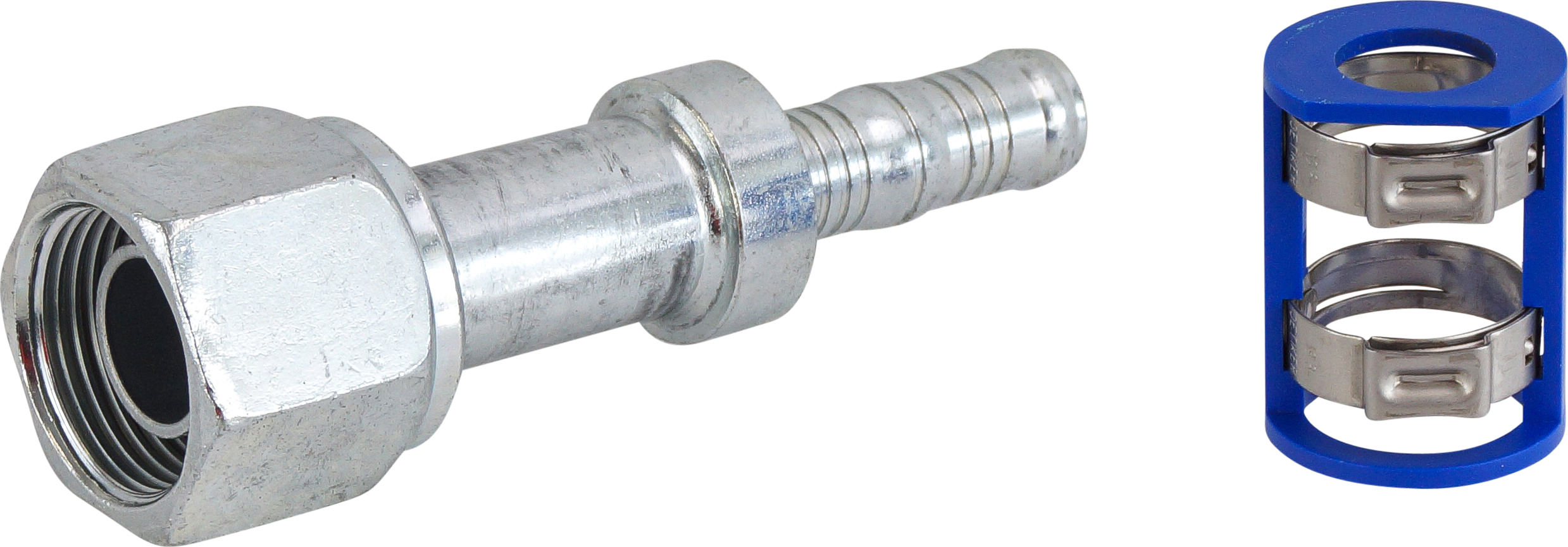 HOSE FITTING, LOKCLIP, FOR, STR, #12-#10, STEEL, STEP-DOWN, REDUCED BARRIER