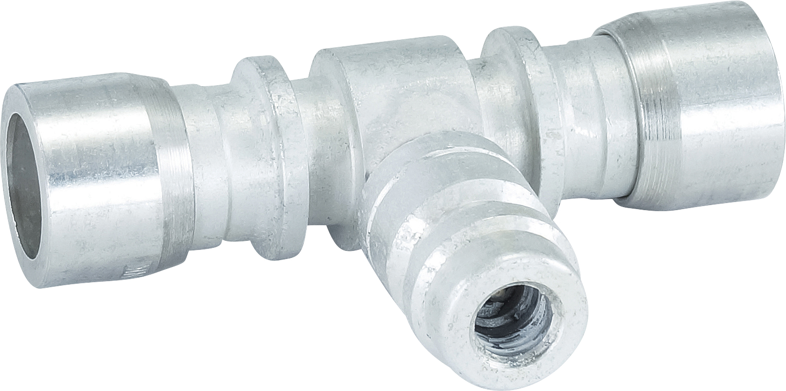 HOSE REPAIR FITTING, LOKRING, JOINER, 13MM, ALUMINIUM, SPLICER, R134A ACCESS PORT